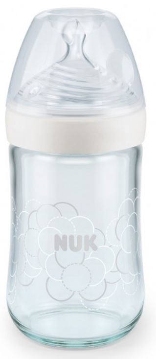 Nuk Kojenecká fľaša sklenená Natur sense silikón 240 ml, 0-6m šedá ks