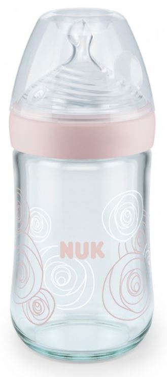 Nuk Kojenecká fľaša sklenená Natur sense silikón 240 ml, 0-6m Ružová ks