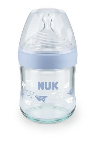 Nuk Kojenecká fľaša sklenená Nature Sense silikón 120 ml, 0-6m Modrá ks