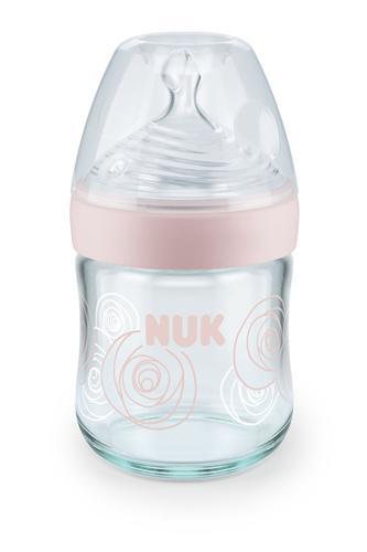 Nuk Kojenecká fľaša sklenená Nature Sense silikón 120 ml, 0-6m Ružová ks