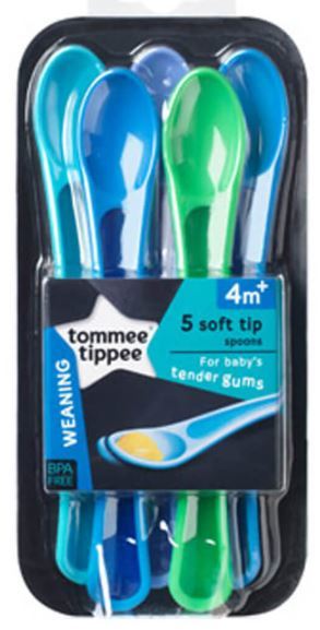 Tommee Tippee Lyžičky pre dieťa Explora 4m+, 5 ks Modrá ks