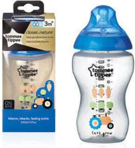 Tommee Tippee Fľaša bez modrá BPA 3m+, 340 ml.