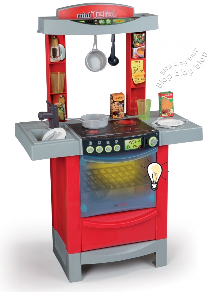 Smoby 24147 Kuchynka CookTronic Tefal zvuková svetelná červená + 16 doplnkov, 86 cm