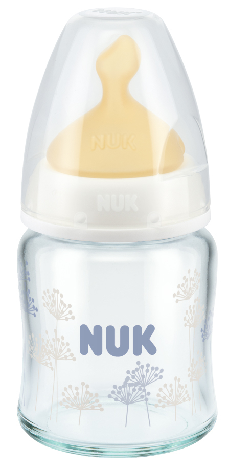 Nuk Kojenecká fľaša sklenená biela latex 120 ml, 0-6m