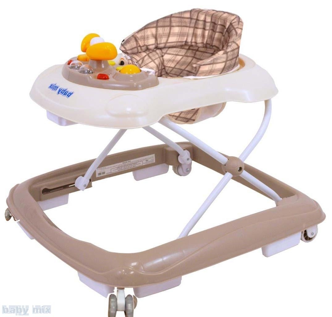 Baby Mix Detské chodítko béžové so silikónovými kolieskami
