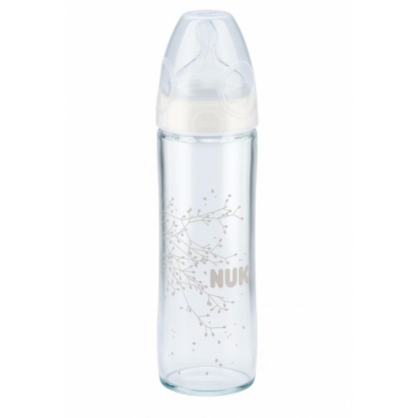 Nuk Kojenecká fľaša sklenená Classic New silikón 240 ml, 0-6m