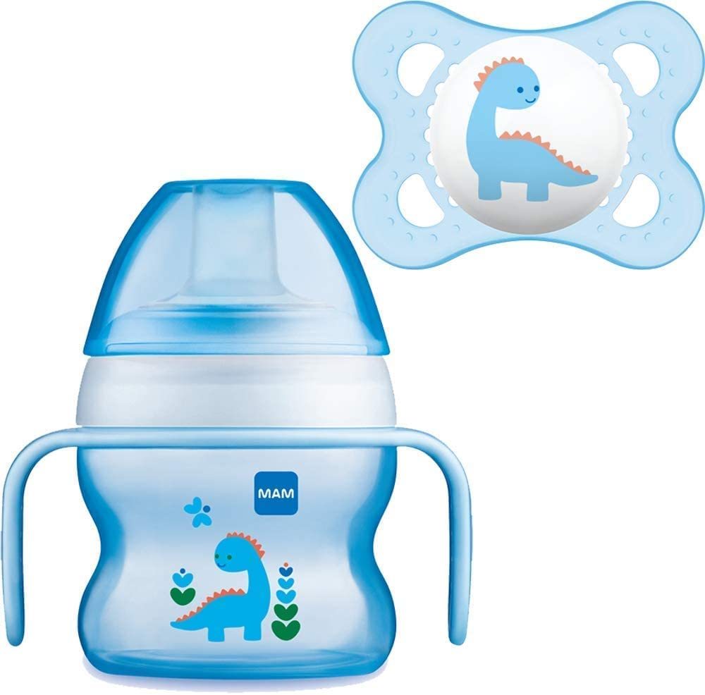 MAM hrnček Starter Cup modrý 150ml, 4m+ + cumlík