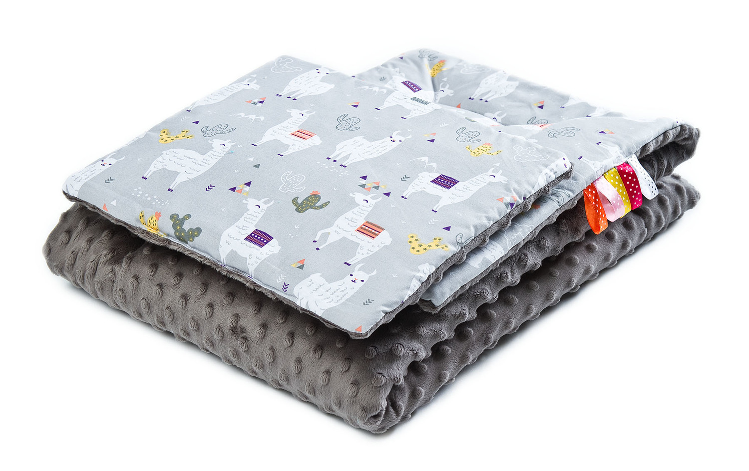 Sensillo Sada minky prikrývka 75x100cm a vankúš 30x35cm lama/šedá