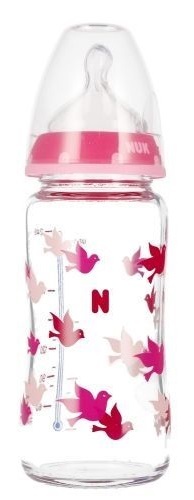 NUK Sklenená fľaša s indikátorom teploty 240ml., 0-6m