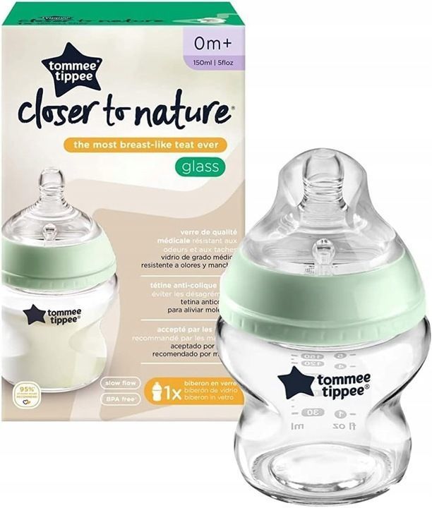 Tommee Tippee Kojenecká fľaša sklenená CTN 0m+, 150 ml.