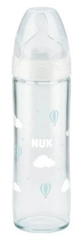 Nuk Kojenecká fľaša sklenená Classic New silikón 240 ml, 0-6m