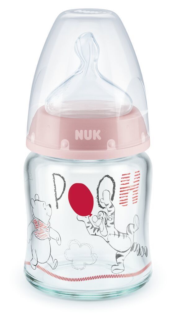 NUK sklenená fľaša First  Choice Macko PU 120ml, 0-6m