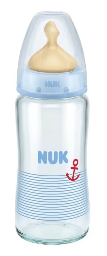 NUK Sklenená fľaša FC+ 240ml. s latexovým cumlíkom 0-6m