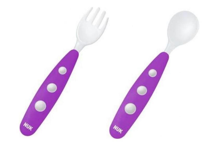 NUK detský príbor fialový (vidlička+lyžička)
