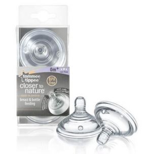 Tommee Tippee 211407 Náhradný Cumlík C2N s variabilným prietokom 0m+, 2 ks