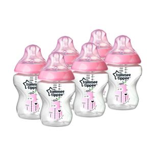 Tommee Tippee sada fliaš 6ks dekor ružové, 0m+, 260 ml.