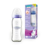 Lansinoh dojčenská fľaša sklenená NaturalWave s cumlíkom M, 240ml.