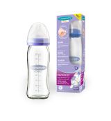 Lansinoh dojčenská fľaša sklenená NaturalWave s cumlíkom M, 240ml.