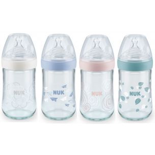 Nuk Kojenecká fľaša sklenená Natur sense silikón 240 ml, 0-6m