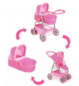PlayTo Multifunkčný kočík pre bábiky Jasmínka svetlo ružový