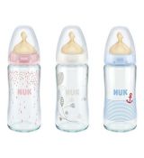 Nuk Kojenecká fľaša FC sklenená 240 ml cumlík latex 0-6m