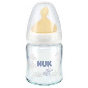 Nuk Kojenecká fľaša sklenená biela latex 120 ml, 0-6m