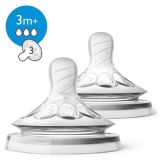 Avent SCF043/27 Cumlík Natural na prirodzené kŕmenie 3 otvory 3m+, 2 ks