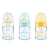 NUK Sklenená fľaša First Choice+ 120ml, latexový cumlík M, 0-6m