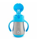 Munchkin Termo hrnček nerezový s mäkkou sklápacou slamkou a úchytmi modrá, 18m+ (237 ml)