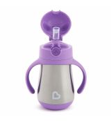 Munchkin Termo hrnček nerezový s mäkkou sklápacou slamkou a úchytmi fialová, 18m+ (237 ml) copy