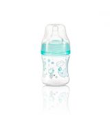 BabyOno Kojenecká antikoliková fľaša tyrkysová široké hrdlo 120 ml., 0m+