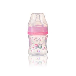 BabyOno Kojenecká antikoliková fľaša ružová široké hrdlo 120 ml., 0m+