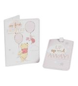 Disney Baby obal na pas a puzdro na batožinu Macko PU ružová