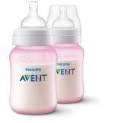 Avent SCF564/27 Detská plastová fľaša Classic ružová 2x260 ml., 1m+