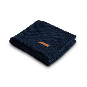 Sensillo Bavlnená pletená deka tmavo-modrý 100x80 cm