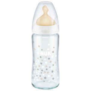 Nuk Kojenecká fľaša sklenená First Choice latex 240 ml, 0-6m