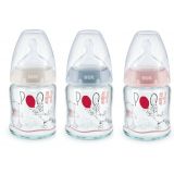 NUK sklenená fľaša First  Choice Macko PU 120ml, 0-6m