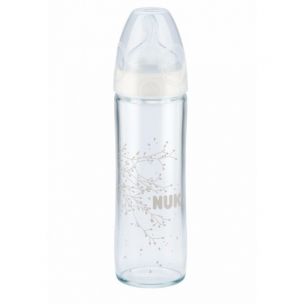 Nuk Kojenecká fľaša sklenená Classic New silikón 240 ml, 0-6m