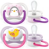 Avent silikónový cumlík Ultra Air Animals girl 0-6m, 2ks