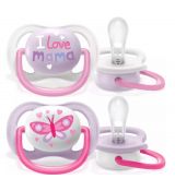 Avent silikónový cumlík Ultra Air Happy girl 0-6m, 2ks