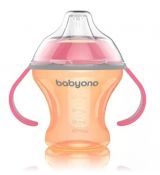 BabyOno Hrnček netečúci s mäkkým náustkom NATURAL NURSING 180ml oranžová