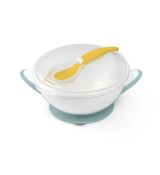 BabyOno 1063 Uzatvárateľná miska s prísavkou a lyžičkou zelená 300ml.