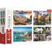 Trefl Puzzle Santorini, Benátky, Zámok Sully-sur-Loire a Mačky 4x1000 dielikov