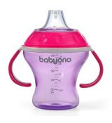 BabyOno Hrnček netečúci s mäkkým náustkom NATURAL NURSING 180ml. ružová