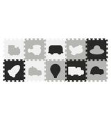 BabyOno Penové puzzle dopravné prostriedky 10 ks šedá/čierna/biela