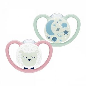 NUK Silikónový cumlík Space Nights girl 6-18m 2ks