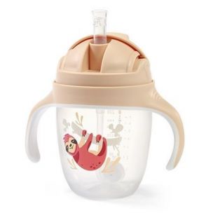 BabyOno Pohár so slamkou béžový 240 ml, 6m+