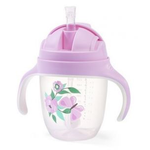 BabyOno Pohár so slamkou fialový 240 ml, 6m+