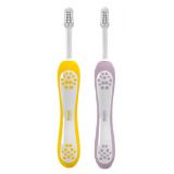 Chicco Set zubných kefiek pre deti Lilac-Mustard 6-36m, 2ks
