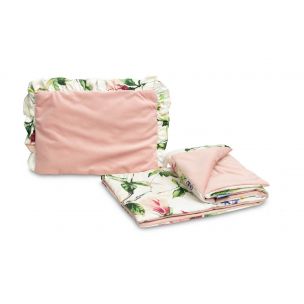 Sensillo Velvet Komplet do kočíka s volánikom magnólie